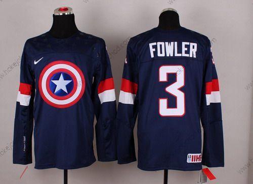 Nike Muž 2015 Tým USA #3 Cam Fowler Captain Amerika Námořnictvo Modrý Dres