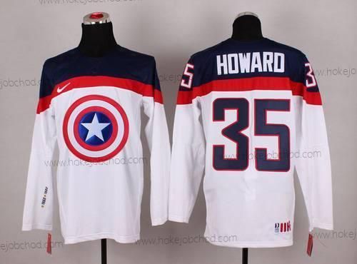 Nike Muž 2015 Tým USA #35 Jimmy Howard Captain Amerika Bílý Dres