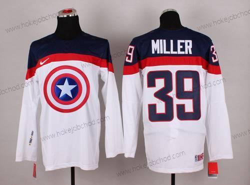 Nike Muž 2015 Tým USA #39 Ryan Miller Captain Amerika Bílý Dres