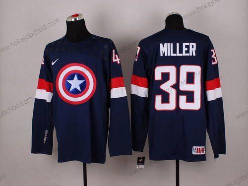 Nike Muž 2015 Tým USA #39 Ryan Miller Captain Amerika Námořnictvo Modrý Dres