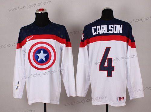 Nike Muž 2015 Tým USA #4 John Carlson Captain Amerika Bílý Dres