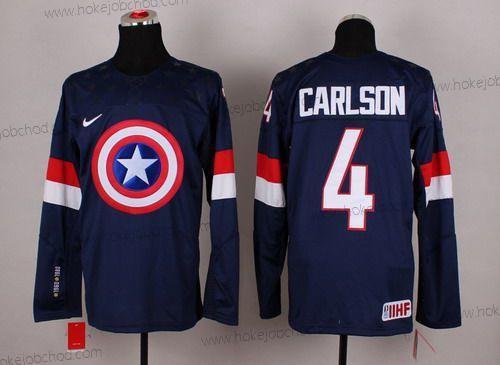 Nike Muž 2015 Tým USA #4 John Carlson Captain Amerika Námořnictvo Modrý Dres