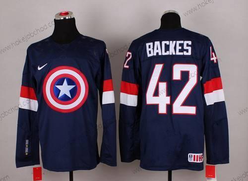 Nike Muž 2015 Tým USA #42 David Backes Captain Amerika Námořnictvo Modrý Dres