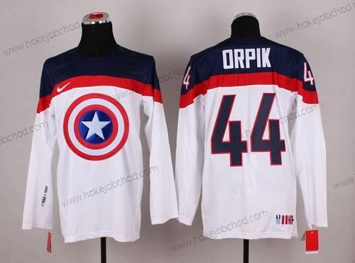 Nike Muž 2015 Tým USA #44 Brooks Orpik Captain Amerika Bílý Dres