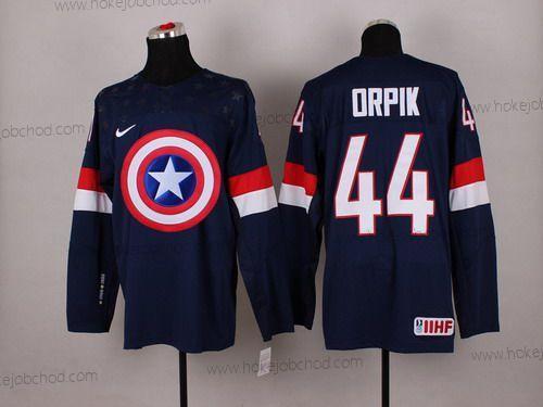 Nike Muž 2015 Tým USA #44 Brooks Orpik Captain Amerika Námořnictvo Modrý Dres