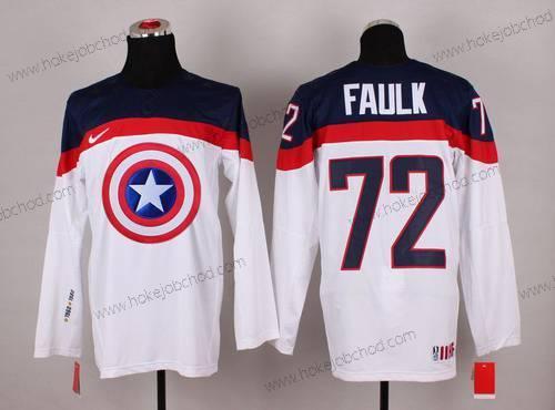 Nike Muž 2015 Tým USA #72 Justin Faulk Captain Amerika Bílý Dres