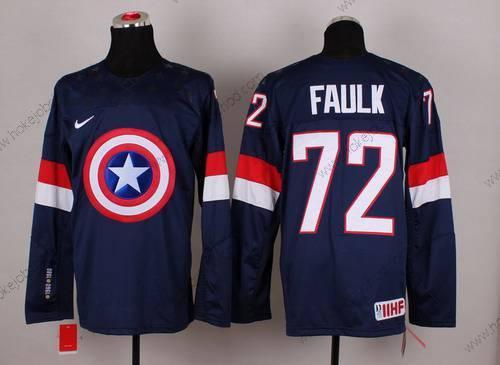 Nike Muž 2015 Tým USA #72 Justin Faulk Captain Amerika Námořnictvo Modrý Dres