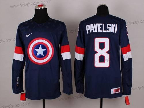 Nike Muž 2015 Tým USA #8 Joe Pavelski Captain Amerika Námořnictvo Modrý Dres