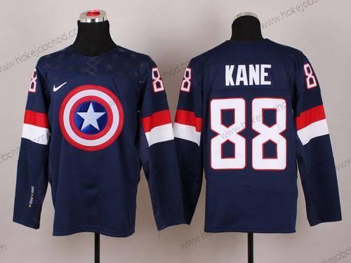 Nike Muž 2015 Tým USA #88 Patrick Kane Captain Amerika Námořnictvo Modrý Dres