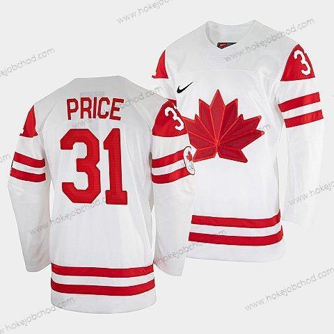 Nike Muž Carey Price Kanada Hokejový Bílý 2022 Beijing Zimní Olympic #31 Domácí Dres