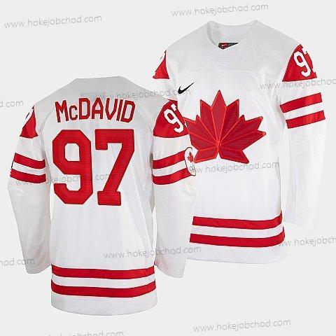 Nike Muž Connor Mcdavid Kanada Hokejový Bílý 2022 Beijing Zimní Olympic #97 Domácí Rrplica Dres