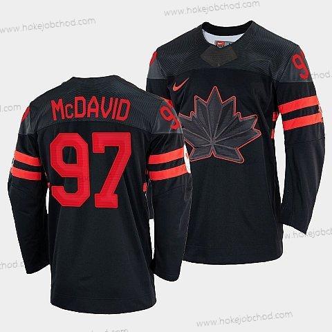 Nike Muž Connor Mcdavid Kanada Hokejový Černá 2022 Beijing Zimní Olympic #97 Náhradní Rrplica Dres