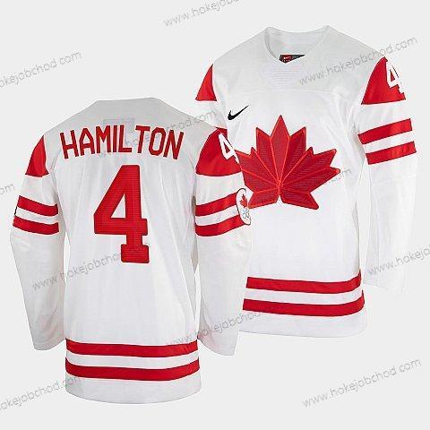 Nike Muž Dougie Hamilton Kanada Hokejový Bílý 2022 Beijing Zimní Olympic #4 Domácí Dres