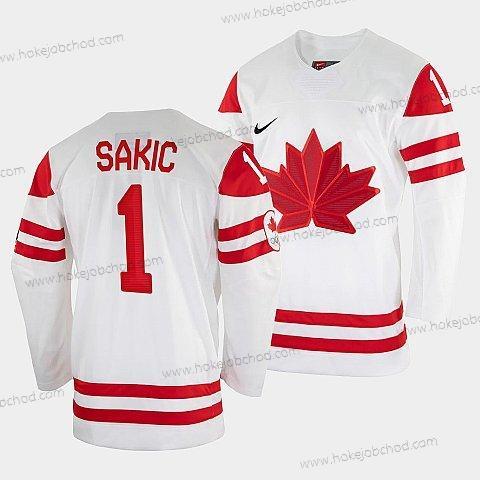 Nike Muž Joe Sakic Kanada Hokejový Bílý 2022 Zimní Olympic #1 Salt Lake City Dres