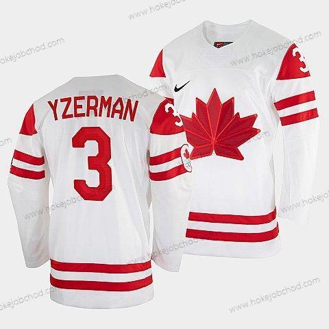 Nike Muž Steve Yzerman Kanada Hokejový Bílý 2022 Zimní Olympic #3 Salt Lake City Dres