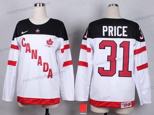 Nike Žena 2014/15 Tým Kanady #31 Carey Price Bílý 100th Dres