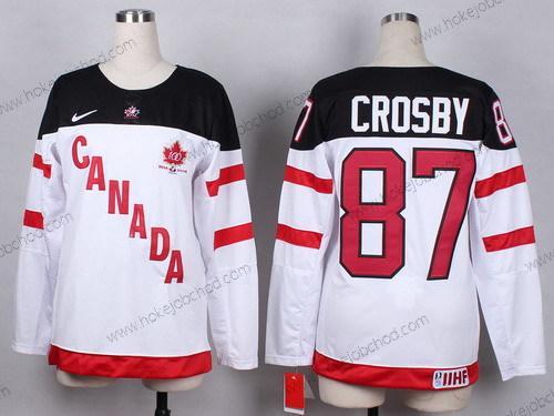 Nike Žena 2014/15 Tým Kanady #87 Sidney Crosby Bílý 100th Dres