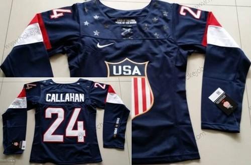 Nike Žena 2014 Olympics USA #24 Ryan Callahan Námořnictvo Modrý Dres