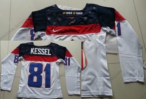 Nike Žena 2014 Olympics USA #81 Phil Kessel Bílý Dres