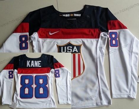 Nike Žena 2014 Olympics USA #88 Patrick Kane Bílý Dres