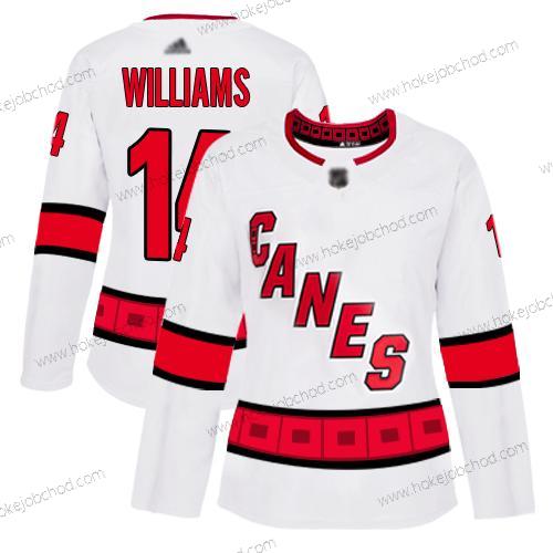 Žena Carolina Hurricanes #14 Justin Williams Bílý Road Autentické Sešitý Hokejový Dres