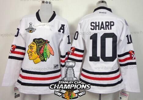 Žena Chicago Blackhawks #10 Patrick Sharp 2015 Zimní Klasický Bílý Dres W/2015 Stanley Cup Champion Patch