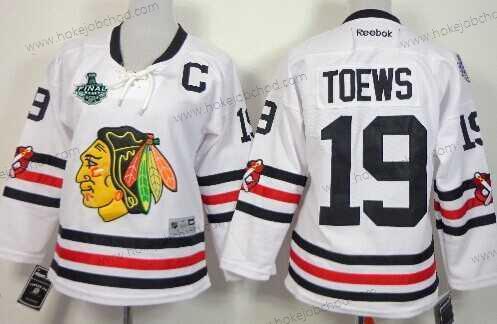 Žena Chicago Blackhawks #19 Jonathan Toews 2015 Stanley Cup 2015 Zimní Klasický Bílý Dres