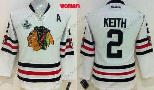 Žena Chicago Blackhawks #2 Duncan Keith 2015 Stanley Cup 2015 Zimní Klasický Bílý Dres