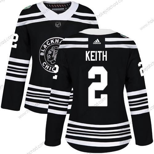 Žena Chicago Blackhawks #2 Duncan Keith Černá Autentické 2019 Zimní Klasický Sešitý Hokejový Dres