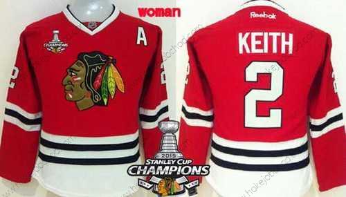 Žena Chicago Blackhawks #2 Duncan Keith Červené Dres W/2015 Stanley Cup Champion Patch