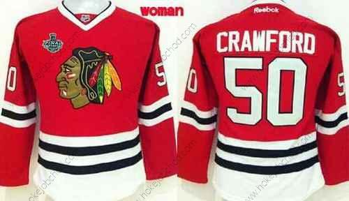 Žena Chicago Blackhawks #50 Corey Crawford 2015 Stanley Cup Červené Dres