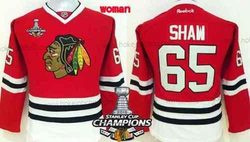 Žena Chicago Blackhawks #65 Andrew Shaw Červené Dres W/2015 Stanley Cup Champion Patch