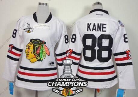 Žena Chicago Blackhawks #88 Patrick Kane 2015 Zimní Klasický Bílý Dres W/2015 Stanley Cup Champion Patch