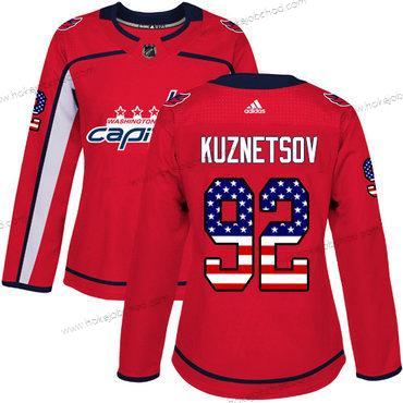 Žena Didas Washington Capitals #92 Evgeny Kuznetsov Červené Domácí Autentické USA Flag Sešitý NHL Dres