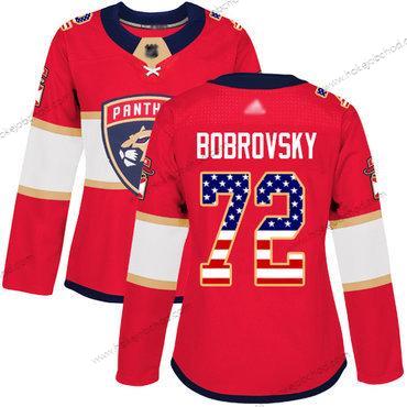 Žena Florida Panthers #72 Sergei Bobrovsky Červené Domácí Autentické USA Flag Sešitý Hokejový Dres