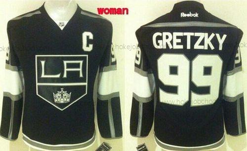 Žena Los Angeles Kings #99 Wayne Gretzky Reebok Černá Hokejový Dres