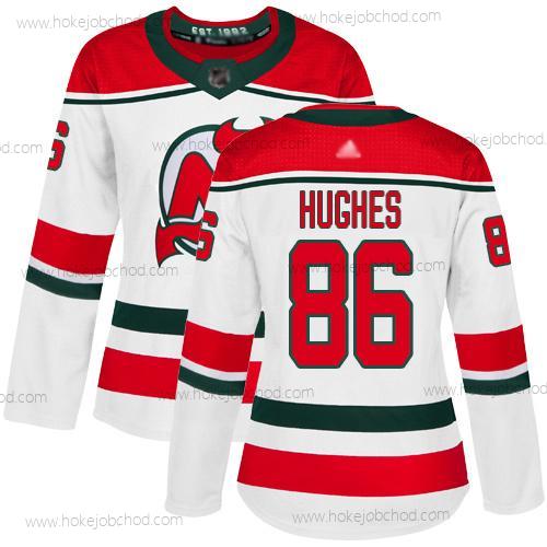 Žena New Dres Devils #86 Jack Hughes Bílý Náhradní Autentické Sešitý Hokejový Dres