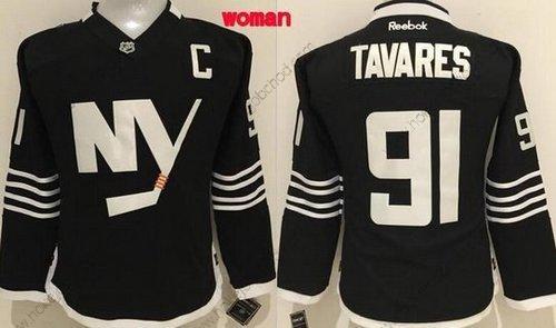 Žena New York Islanders #91 John Tavares 2015 Reebok Černá Premier Náhradní Dres