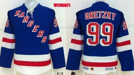 Žena New York Rangers #99 Wayne Gretzky Modrý Retro CCM Dres