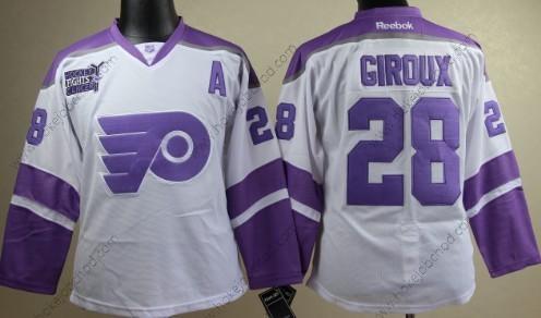 Žena Philadelphia Flyers #28 Claude Giroux Bílý Bojuje proti rakovině Dres