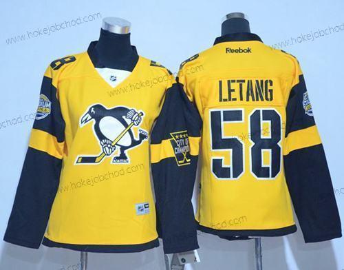 Žena Pittsburgh Penguins #58 Kris Letang Zlato 2017 Stadium Series Sešitý NHL Dres