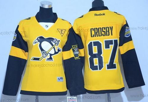 Žena Pittsburgh Penguins #87 Sidney Crosby Žlutá 2017 Stadium Series Sešitý NHL Reebok Hokejový Dres