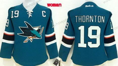 Žena San Jose Sharks #19 Joe Thornton 2014 Modrý Dres