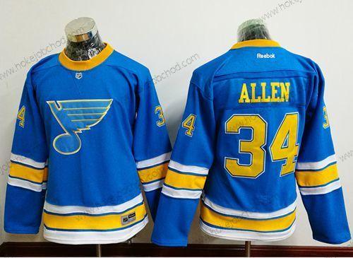 Žena St. Louis Blues #34 Jake Allen Modrý 2017 Zimní Klasický Sešitý NHL Dres