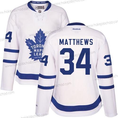 Žena Toronto Maple Leafs #34 Auston Matthews Bílý Venkovní Sešitý NHL 2016-17 Reebok Hokejový Dres