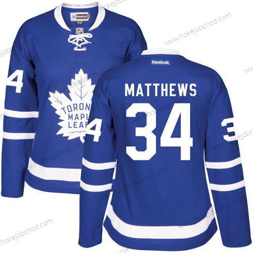 Žena Toronto Maple Leafs #34 Auston Matthews Royal Modrý Domácí Sešitý NHL 2016-17 Reebok Hokejový Dres