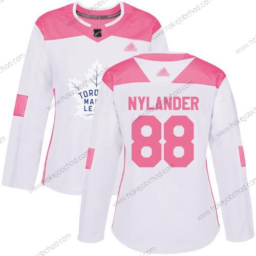 Žena Toronto Maple Leafs #88 William Nylander Bílý Růžový Autentické Sešitý Hokejový Dres