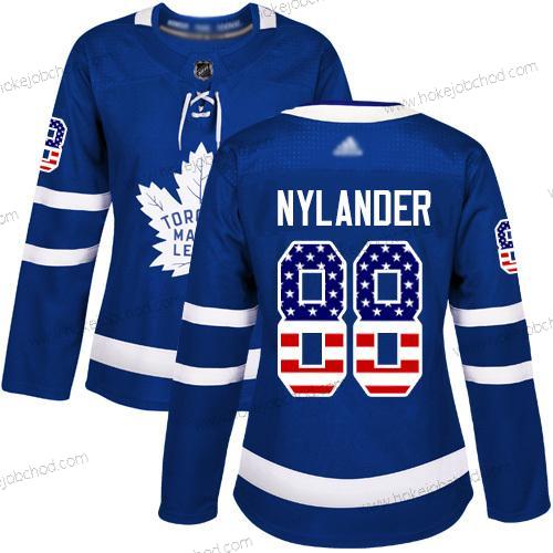 Žena Toronto Maple Leafs #88 William Nylander Modrý Domácí Autentické USA Flag Sešitý Hokejový Dres