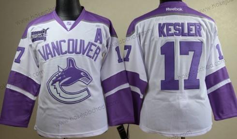 Žena Vancouver Canucks #17 Ryan Kesler Bílý Bojuje proti rakovině Dres